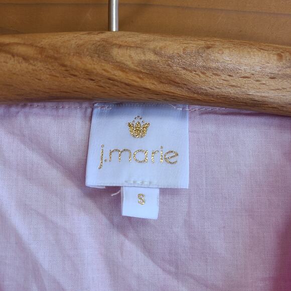 J. Marie Maisie V-Neck Button Dress Small NWOT Pink Floral Preppy Puff Sleeve - Picture 4 of 5